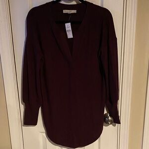 LOFT Deep Burgundy V-Neck Tunic
